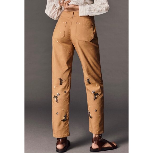 Pilcro Anthropologie The Wanderer Mid-Rise Relaxed-Leg Pants 24 Appliqué Edition - Picture 2 of 8